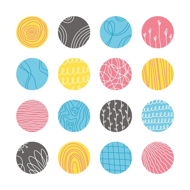 Vector collection of creative abstract geometric social media highlight coversdesign stories round icon