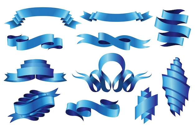 Vector collection of curved ribbons set.