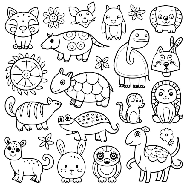 Vector a collection of cute cartoonstyle animal illustrations