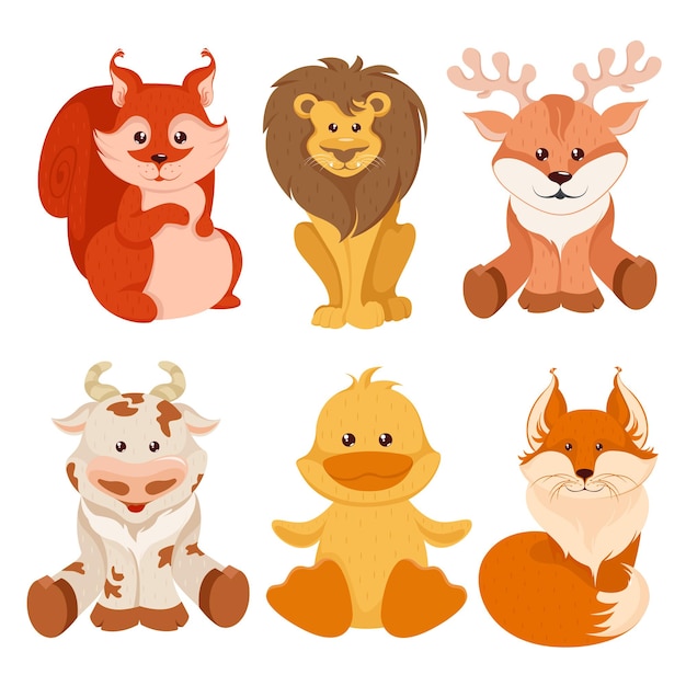 Collection of cute wild animals