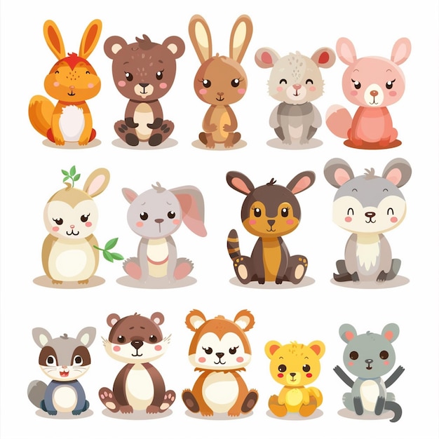 Vector a collection of different animals including a rabbit rabbit rabbit and rabbit