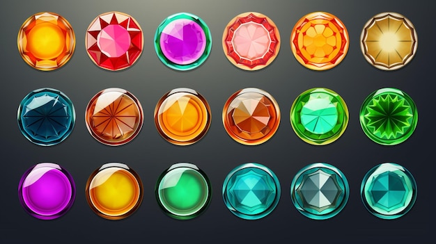 Vector a collection of different colored buttons with different colors