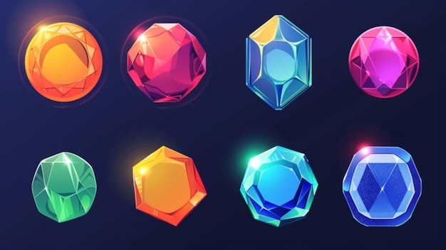 Vector a collection of different colored gems including gemstones