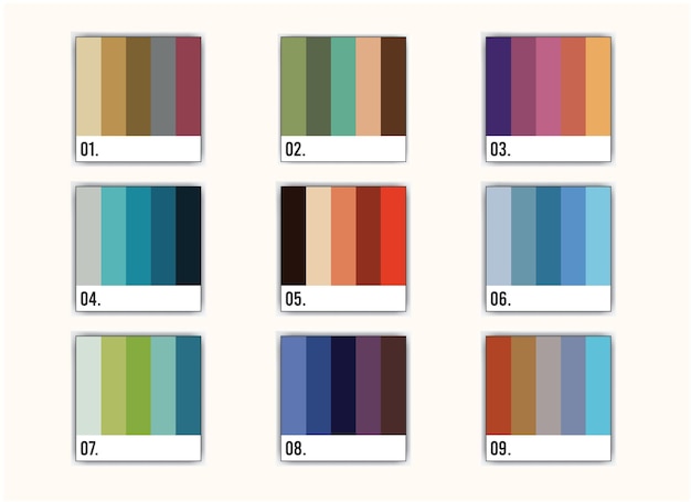 A collection of different colors of color are shown.