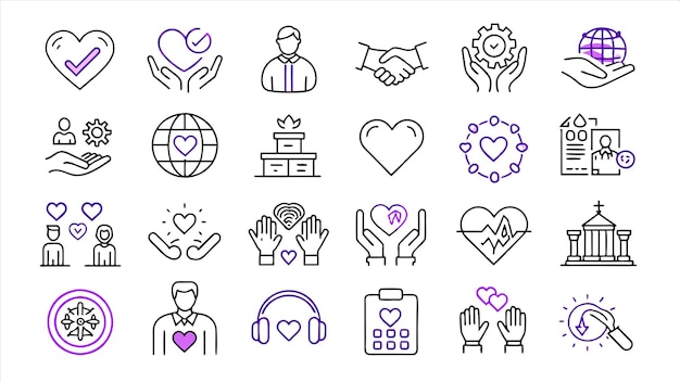 a collection of different icons including a man and woman with the word love on them