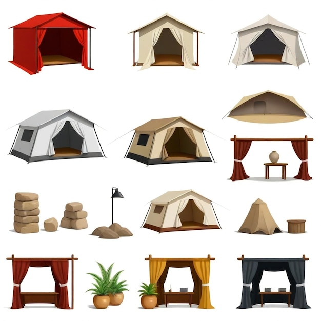 Vector a collection of different images including a tent a gazebo and a gazebo