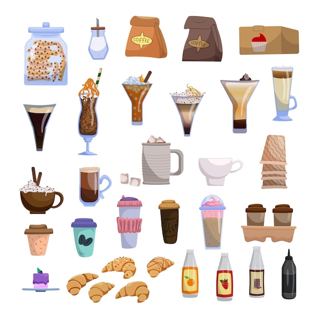 A collection of different kinds of coffee Coffee menu