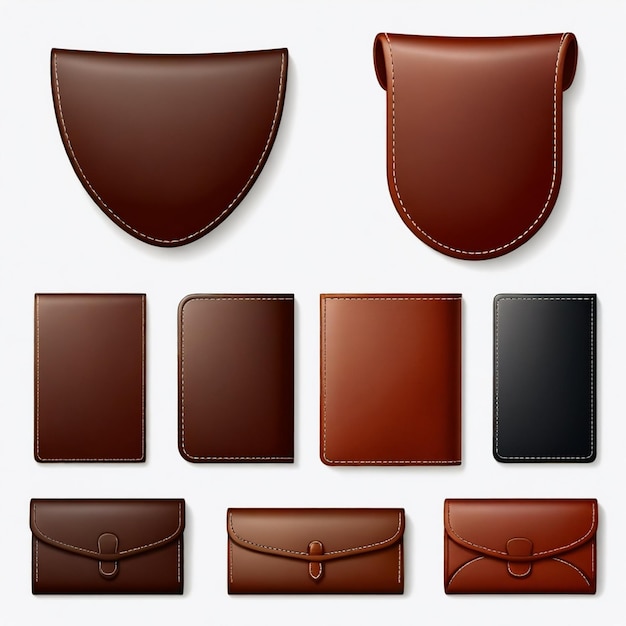 Vector a collection of different leather items including one that has a brown leather strap