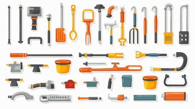 Vector a collection of different tools including one that has a yellow handle