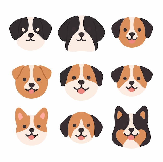 Vector a collection of dogs flat