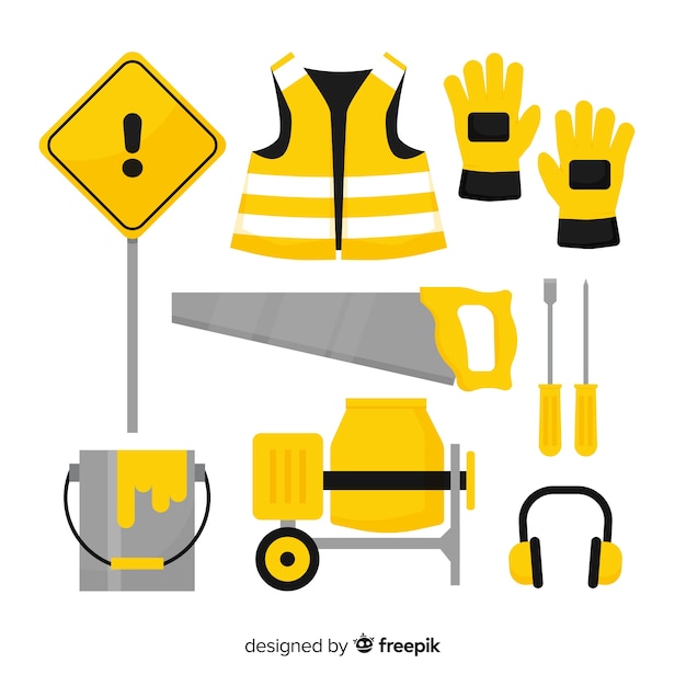 Vector collection of flat construction equipment