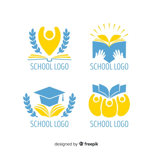 Vector collection of flat school logotypes