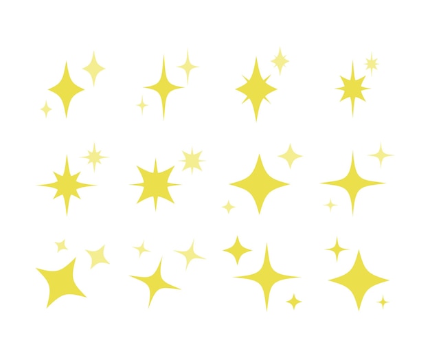 Vector collection of flat sparkling stars