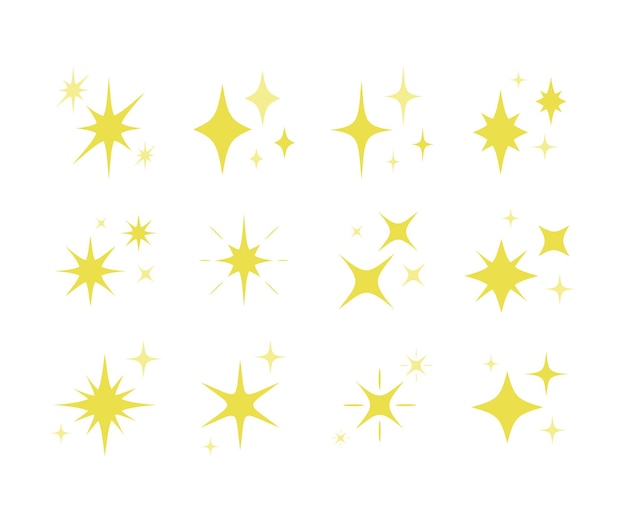 Vector collection of flat sparkling stars