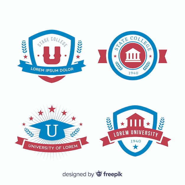 Vector collection of flat university logos