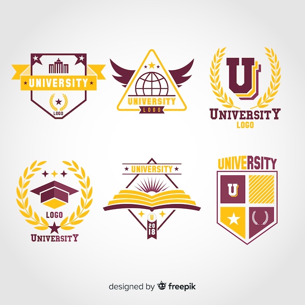 Vector collection of flat university logos