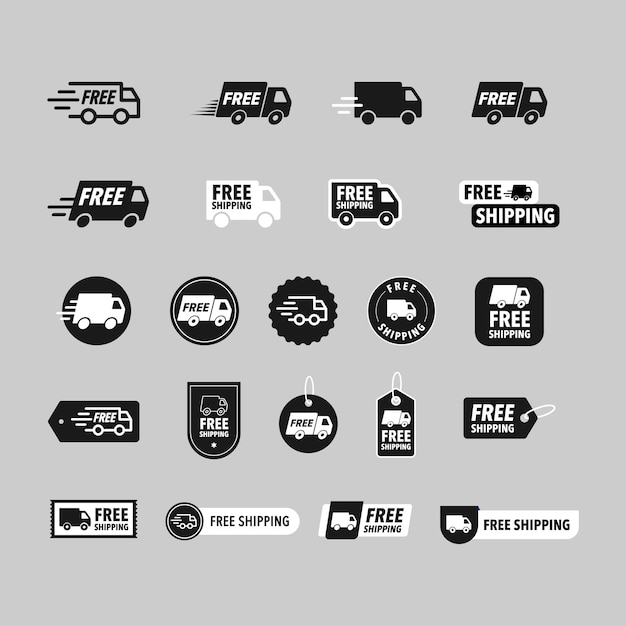 Vector a collection of free shipping icons