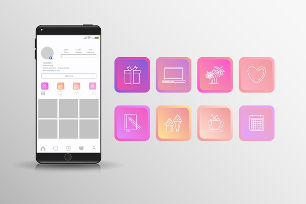 Vector collection of gradient instagram highlights