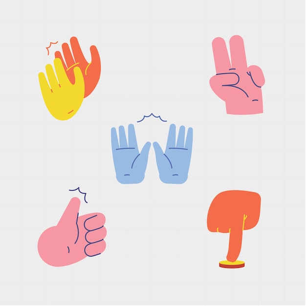 Collection of Hand Gesture Creative Vector Flat Illustration