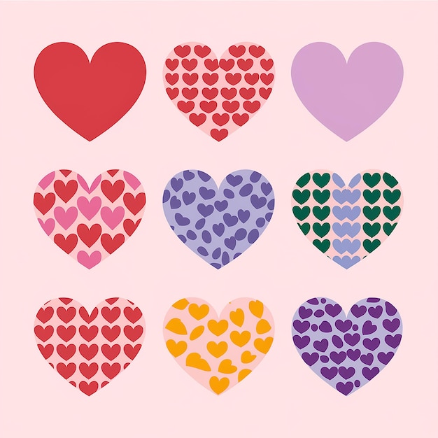 Vector a collection of heart symbols