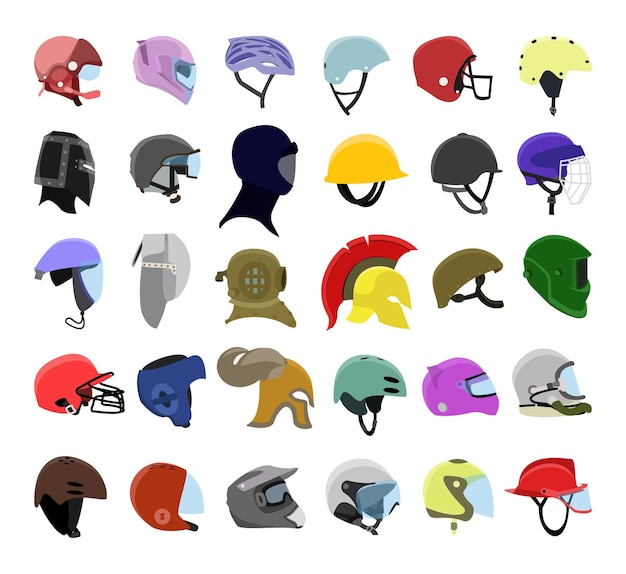 Collection of helmets