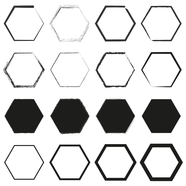 Vector collection of hexagon frames varied border designs geometric shapes set vector illustration eps 10