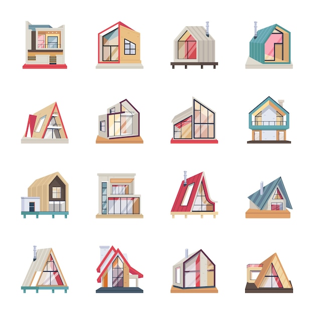 A collection of houses in a flat style