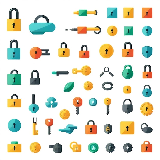 Vector a collection of icons including a lock lock lock lock and key