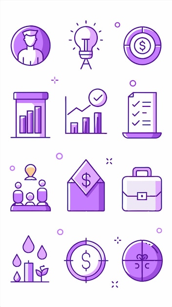 a collection of icons including a logo with a business card and a few icons