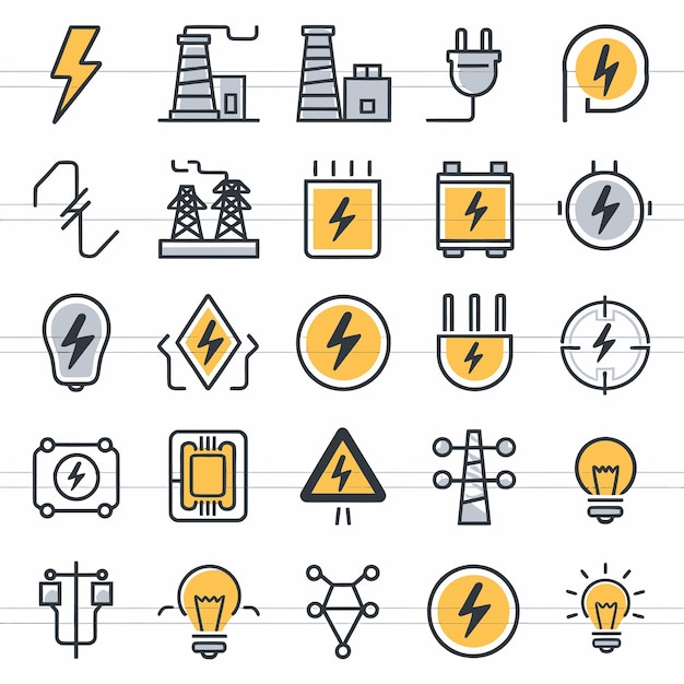 Vector a collection of icons including one that has a powerpoint