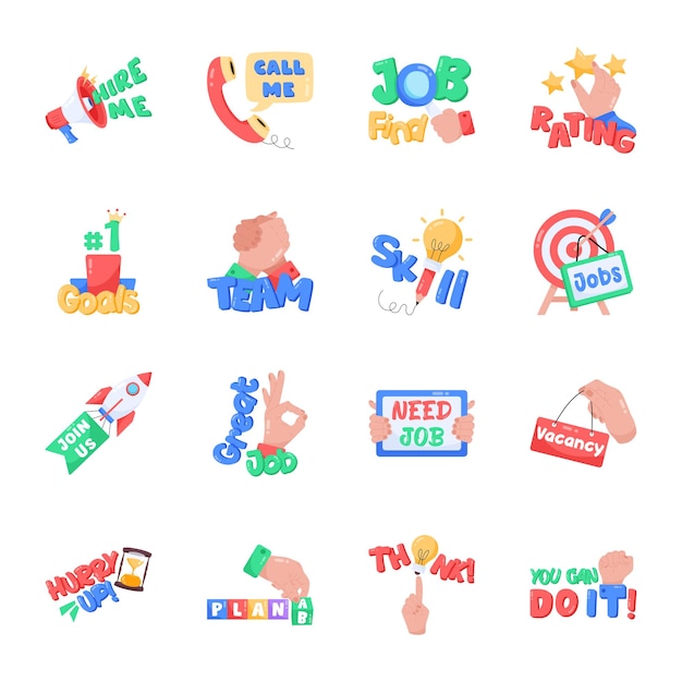 A collection of icons for job and job.