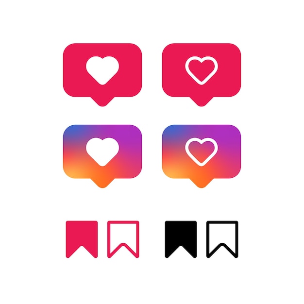 Vector a collection of icons for a social media app called heart.