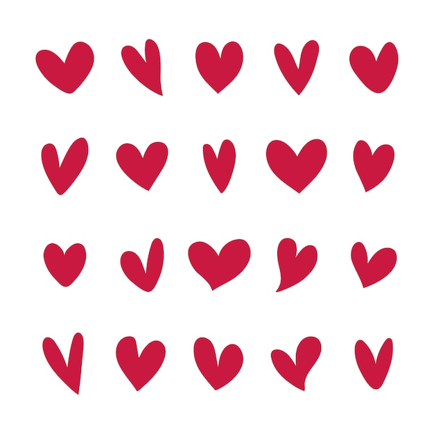 Vector collection of illustrated heart icons