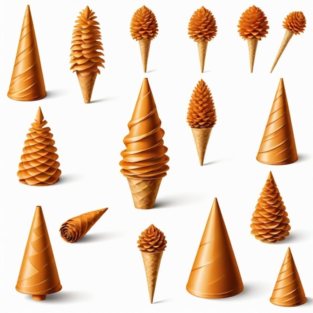 Vector a collection of images of cone shaped like cones