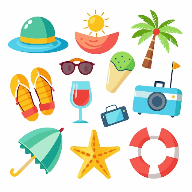 Vector a collection of images including a beach themed items