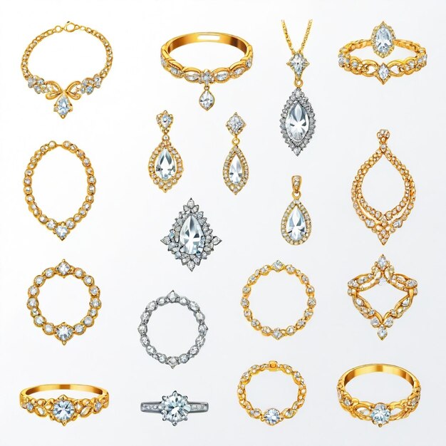 Vector a collection of jewelry including diamond and diamond jewelry