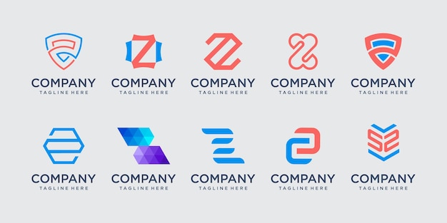 collection letter Z logo icon set design for business of fashion digital technology