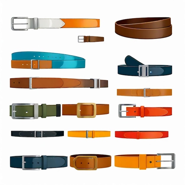 Vector a collection of mens belts including a brown leather band