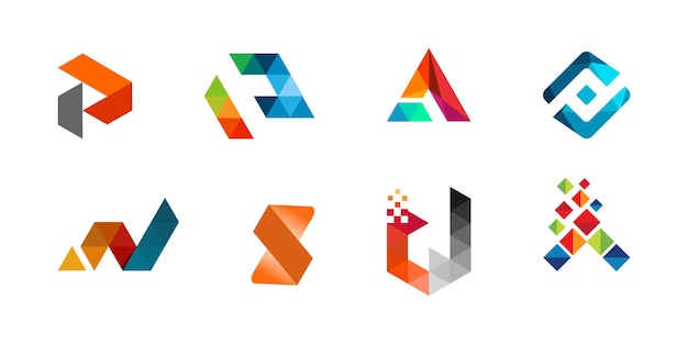 Collection of Modern logo geometrical colorful technology logo set