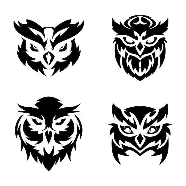 Collection of modern owl logos Tribal Owl logo