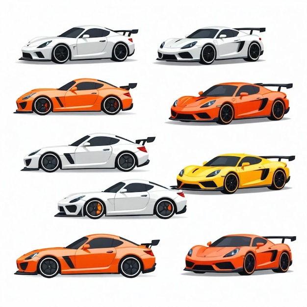 a collection of orange and white cars with the number 60 on them