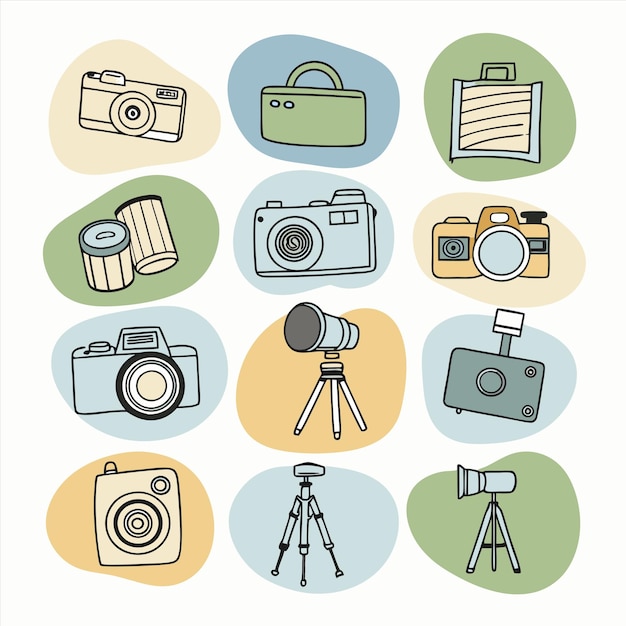 Vector a collection of photos of cameras including one that says quot the best photography quot