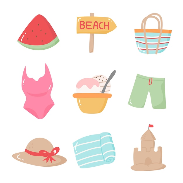 Vector a collection of pictures of beach and beach themed items