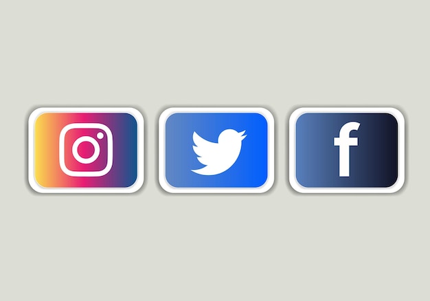 Vector collection of popular social media logo instagram twitter facebook realistic editorial set