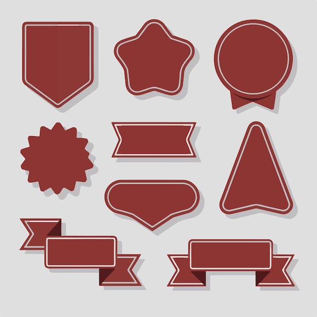 Vector collection of red banners and badges