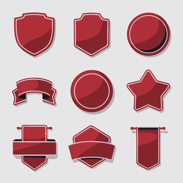 Vector collection of red banners and badges