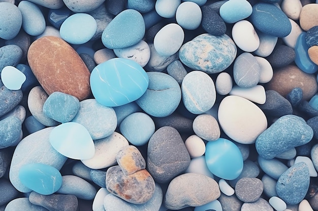 Vector a collection of rocks with a blue rock on them