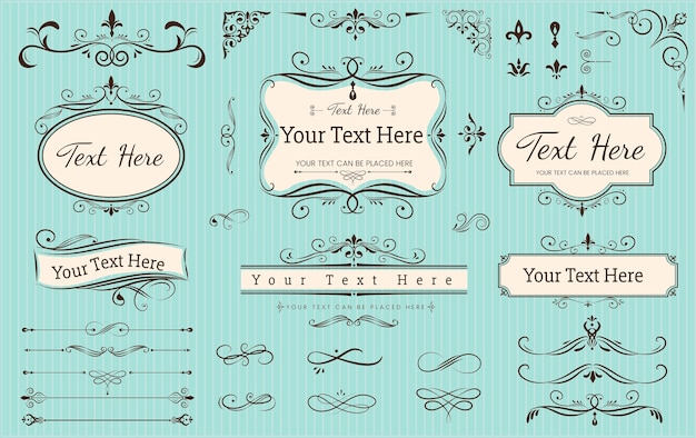 Vector collection set of label ornament