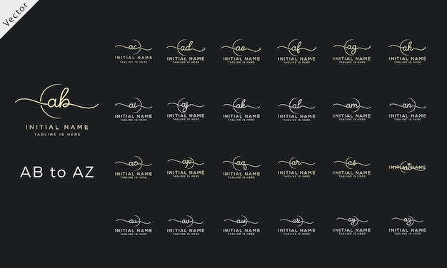 Collection of Signature initial logo set template