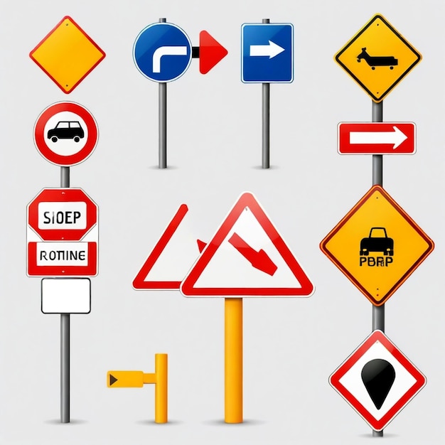 Vector a collection of signs including one that says go ahead